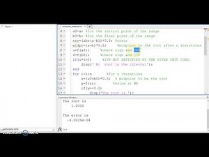 Bisection method in Matlab for simple function