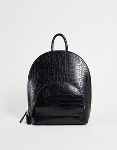 ASOS DESIGN bowler backpack in black croc | ASOS