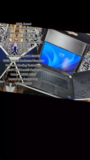 MEGATECH on Instagram: "(BB1). Boxed DELL ALIENWARE X17 R2 Model no:- P48E002 17" FHD 480Hz Display 12th Gen Intel Core i9-12900HK 32GB RAM 1TB SSD Nvidia Geforce RTX 3080Ti 16GB GDDR6 Dedicated Graphics Cyrotech Cooling Technology AlienFX RGB backlit Keyboard Color:- LUNAR LIGHT Laptop and charger only *#2,950,000* #tech #accesorios #fyp #trending #cheap #affordable"