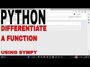 ✅ How To Differentiate A Function In Python Using Sympy 🔴