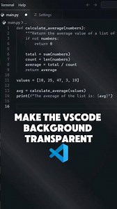 Make the VSCode background transparent! #shorts #visualstudiocode #vscode #python