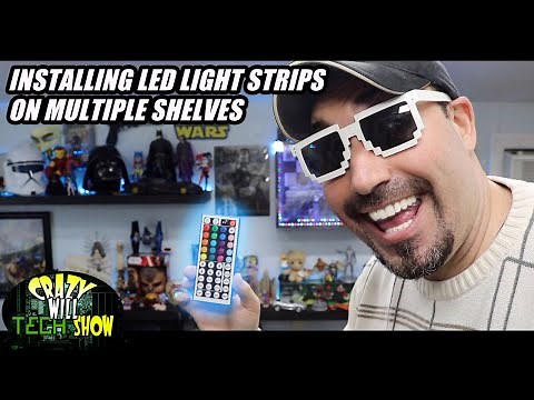 Installing LED light strips on multiple shelves