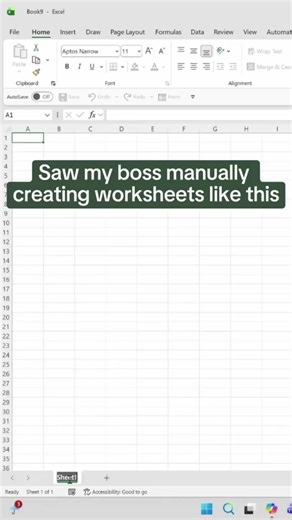 How to automatically create multiple #worksheets. 📄 Save your seat for our FREE Pivot Tables & Data Analysis Class using the link in my bi0. #excel #exceltips #exceltricks #spreadsheets #corporate #accounting #finance #workhacks #tutorial #sheets