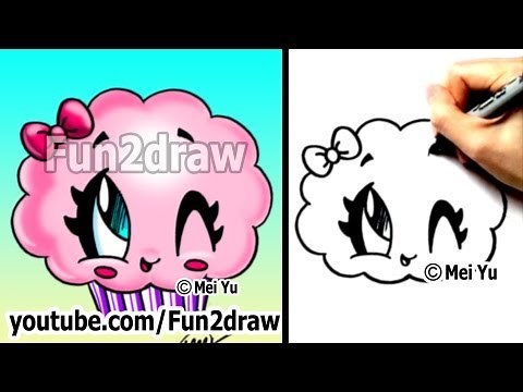 Kawaii Cupcake! - How to Draw Kawaii Food - Super Easy | Fun2draw - Online Art Tutorials