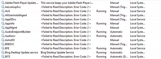 Failed To Read Description. Error Code 2 For Background Services in Windows 11/10