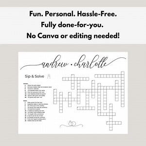 Custom Wedding Crossword Puzzle: Personalized Guest Game (PDF Download, Free Gift Sign Included) - Etsy Australia