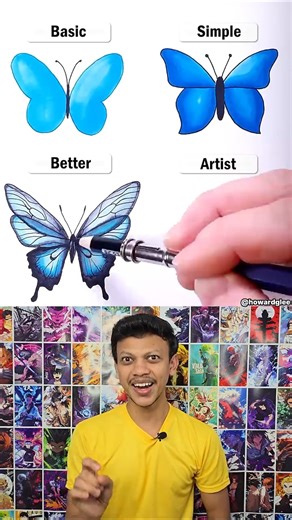 Easy Butterfly Drawing Tutorial with a Pen 🦋✍️
