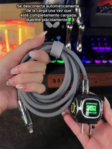 Cable de carga rápida 4 en 1 con autoapagado — carga segura en 30 min