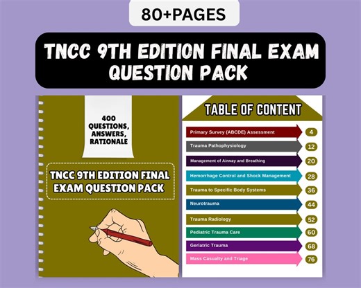 TNCC 9th Edition Exam Questions & Answers With Rationale - Etsy