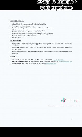 Effective CV Example for Professionals with Experience