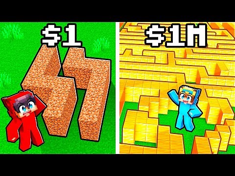 $1 vs $1,000,000 GIANT MAZE in Minecraft!