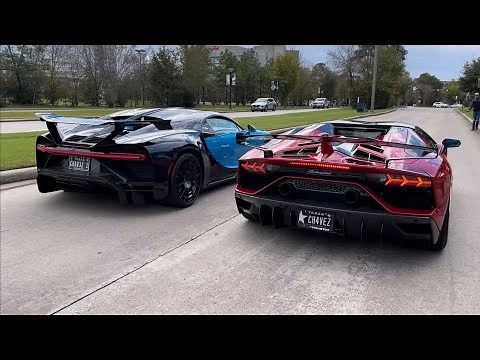 Bugatti Chiron Pur Sport races Lamborghini Aventador SVJ Roadster