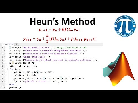 Heun's Method to solve ODEs with MATLAB code
