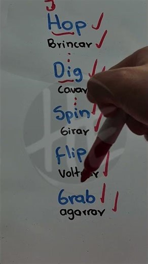 What do #Hop, #Dig, and #Spin mean? English verbs that are actually used