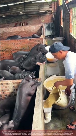 Gravity-Feed System : PVC Pipes Deliver Pig Feed