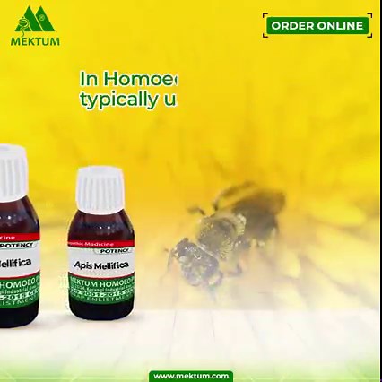 2.5K views · 76 reactions | In Homoeopathy Apis mellifica is typically used to treat Nasal congestion, Stinging, burning & itching pain, and Swelling from insect stings or allergies. www.mektum.com #homeopathy #extracts #nature #mektum #homeo #homeopharma #mektumhomoeo #Paksitan #bangladesh #singleremedy #potency | Mektum Homoeo Pharma | Facebook