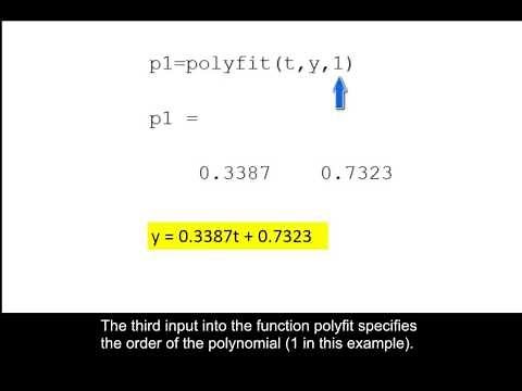 Using the polyfit and polval functions in MATLAB.