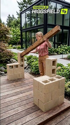 DIY Cinder Block Garden Bench 🌿🪑 Modern Outdoor Furniture #shorts #diy