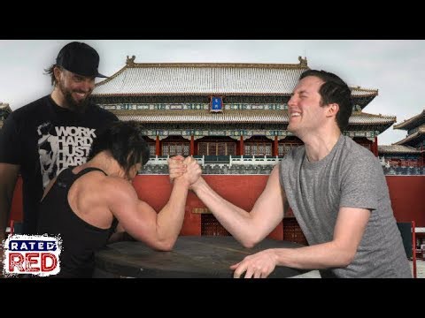 Bodybuilder Arm Wrestles Crew in Hilarious Muscle Showdown