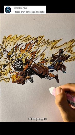 Zenitsu vs kaigaku⚡️ stick to draw #イラストメイキング #創作 #アニメ #鬼滅の刃 #art #demonslayer #howtodraw #shorts