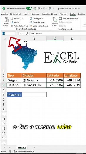Calcular Distância entre Cidades no Excel (Coordenadas)