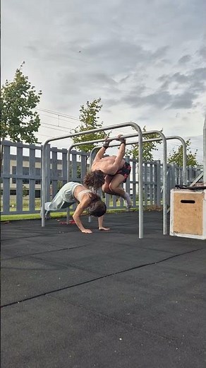 Dynamic Outdoor Workout on Parallel Bars