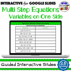 Solving Multi Step Equations Variables on One Side: Guided Interactive Lesson