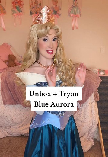 let’s unbox and tryon a blue aurora gown! Y’all have been begging and I have come to deliver #partyprincessdrama #princessaurora #princessauroradress #sleepingbeautydress #disneyprincess