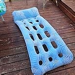 Aqua Oversized Contour Pool Float Lounge – Extra Large – Fabric-Covered, Inflatable Pool Floats for Adults – Blue Ferns