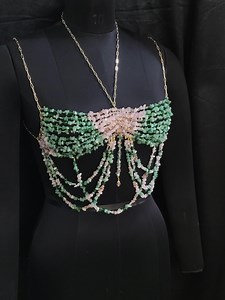 Wicked Inspired Gemstone Bra, Beaded Bralette Body Chain, Mermaid Core Top Festival Outfit, Holiday Party , Fairytale Rave Carnival Bra - Etsy