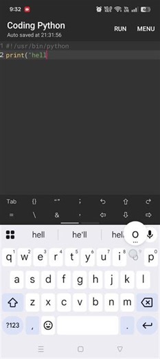 write a program to print hello in python code