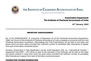 ICAI CA Exam May 2022: Registration Begins For Foundation, Inter Exams at icai.org