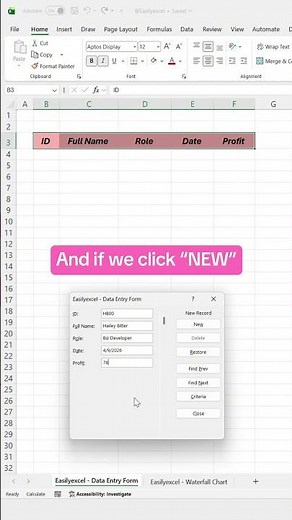 How to enter data in Excel using the data entry form! #excel #spreadsheet #datacleaning