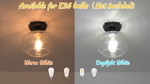 TOBUSA Semi Flush Mount Ceiling Light 2 Pack, Industrial Ceiling Light Fixture with Clear Glass Pendant Lamp Shade, Farmhouse Hallway Light Fixtures for Porch Kitchen Bedroom, E26 Bulbs Excluded