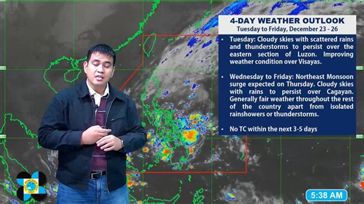 State weather bureau PAGASA gives a weather update as of 5 AM today, December 22, 2025. COURTESY: DOST-PAGASA | GMA News
