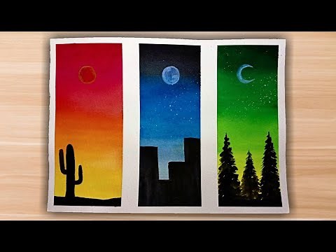 Easy Watercolor Painting Ideas for Beginners | Step-by-step Tutorial | Simple Silhouette Paintings