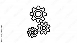 Rotating cog icon, Animated icon on transparent background, alpha channel included.