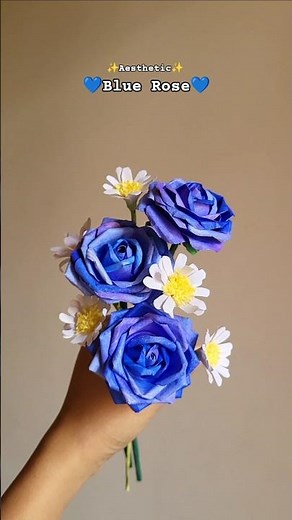 How to make Blue Rose using paper | paper flowers making | easy and cute craft ideas #craft #shorts