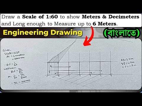 Draw a scale of 1:60 to show meters and decimeters and long enough to measure up to 6 meters
