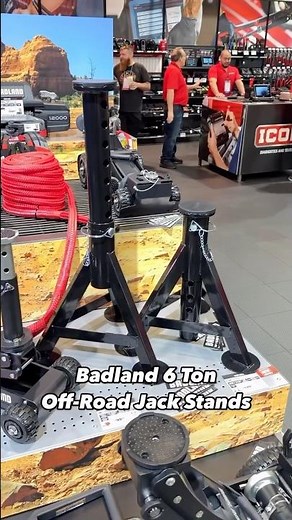 The new Badland 6 Ton Off-Road Jack Stands feature a 33” max lift height. #SEMA #HarborFreight