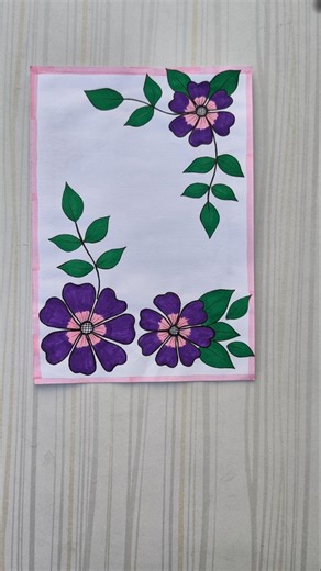 Purple Floral Border design/6 easy border design/Border design/Project/Priyanka Gunwal #shorts