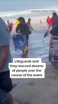 Watch video footage of moment huge wave crashes into crowd at surf event