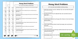 British Money Word Problems Worksheet