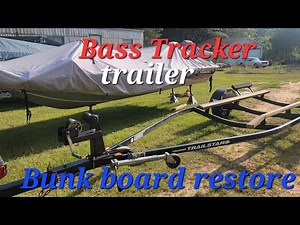 Bass boat restoration on the trailer, replace bunks and carpet the easy way ,trailer restore