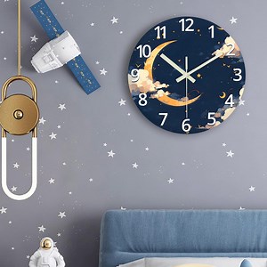 Blue Wall Clocks Battery Operated 14 Inch Moon Clock for Classroom - Glow in the Dark Wall Clock Slient Non-Ticking - Walmart.com
