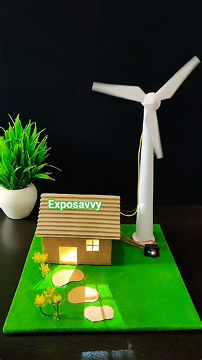 Super Fast Working Windmill Model 🔥 | DIY Wind Turbine School Project #shorts #windmill #exposavvy