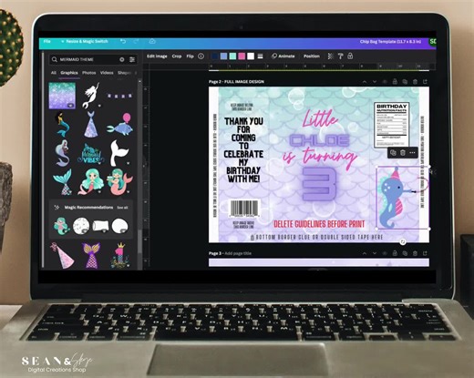 Chip Bag Template, Custom Chip Bag Template, Party Decorations, Instant Download, Birthday Favors, Party Chip Bags, Chip Bags, BT1 - Etsy