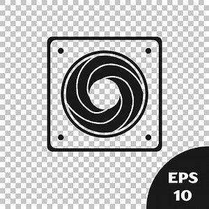 Black Computer cooler icon isolated on transparent background. PC...