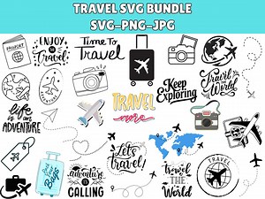 Travel Icon SVG Bundle: Adventure Clipart, Airplane, Camera (digital Files) - Etsy Australia