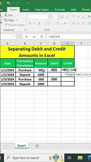 Separating Debit and Credit Amounts in Excel | Easy Guide for Financial Tracking!"